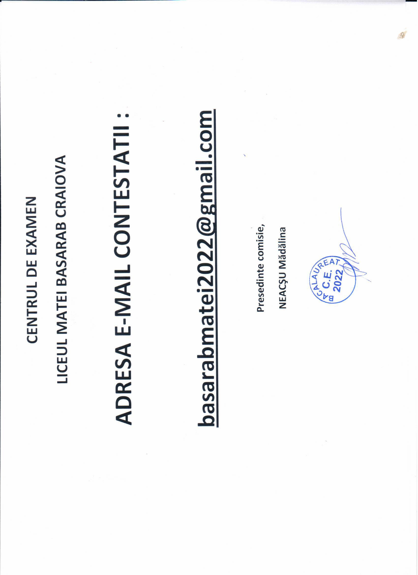Contestatii Bacalaureat sesiunea Iunie-Iulie 2022